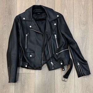 Zara Black faux Leather Biker Jacket